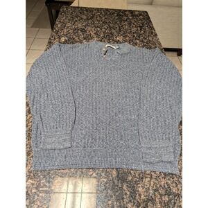 Vintage Bill Blass Charcoal Gray Chunky Knit Henley Fisherman's Sweater Size LG